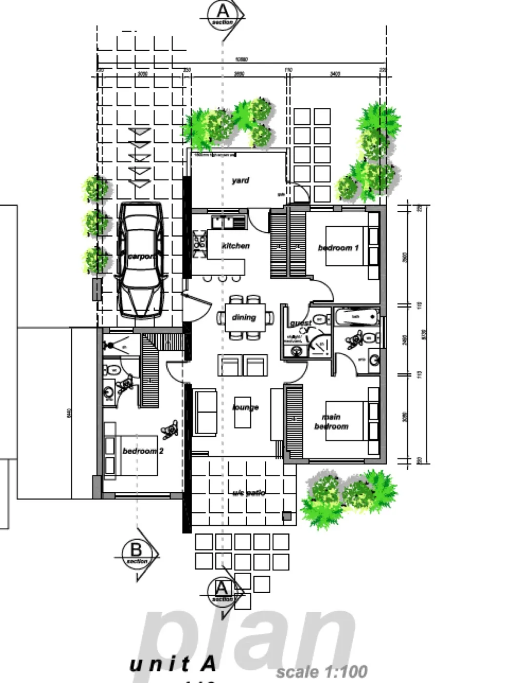 Unit floor plan for a townhome project