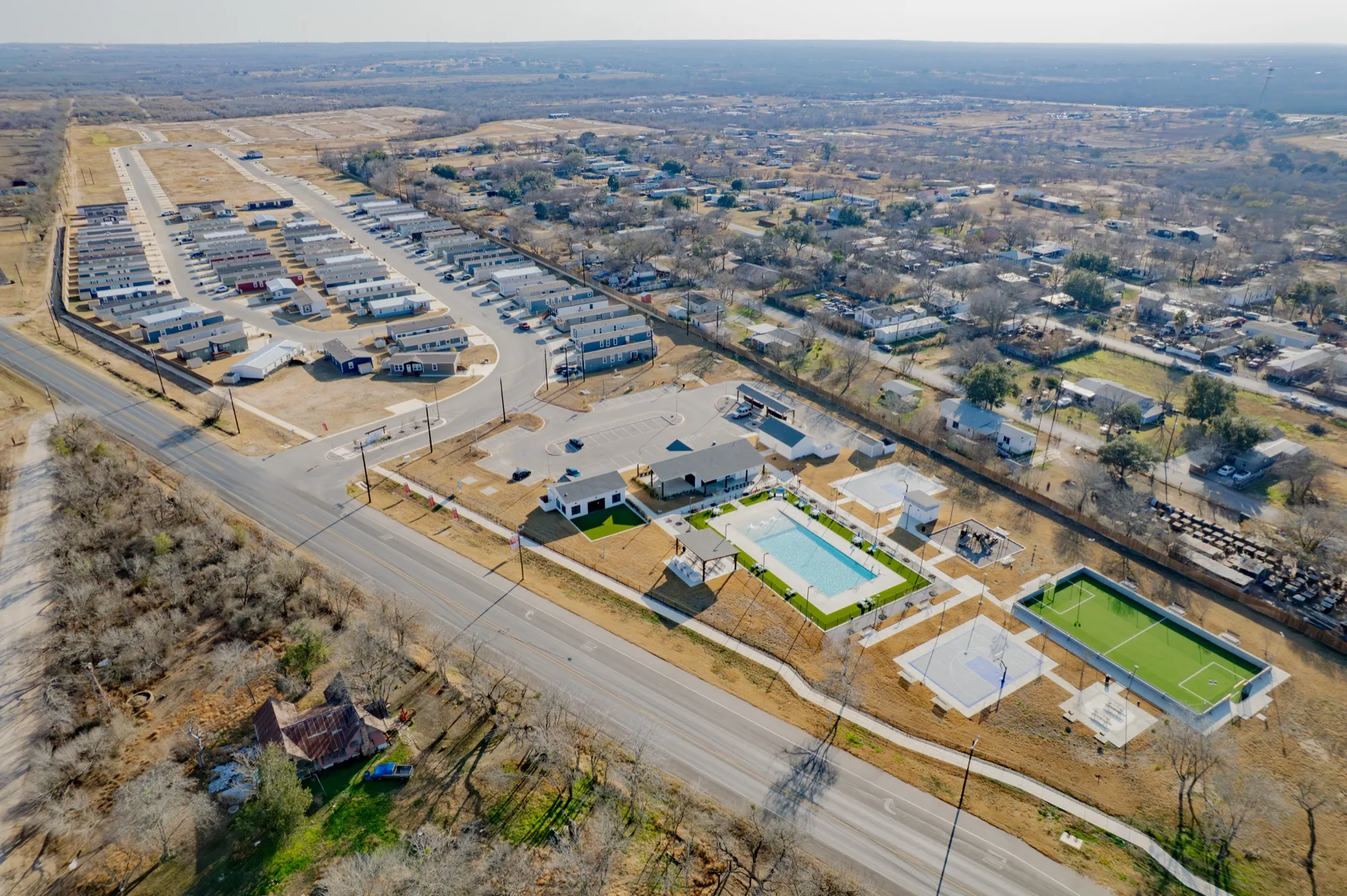Aerial view of a completed master planned community
